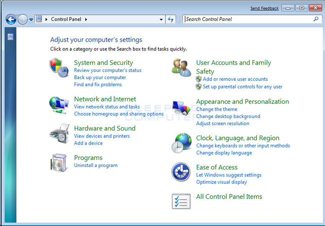 Figure 1. Windows 7 Control Panel